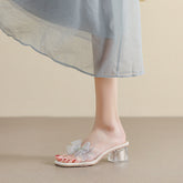 Tacones de cristal de alta calidad con temperamento estilo francés de verano para mujer